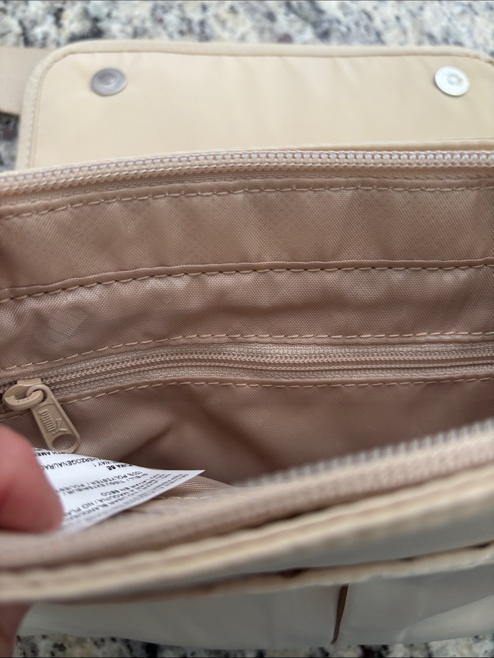 Puma Light Beige Nylon Crossbody Bag with Adjustable Strap - Picture 8 of 12